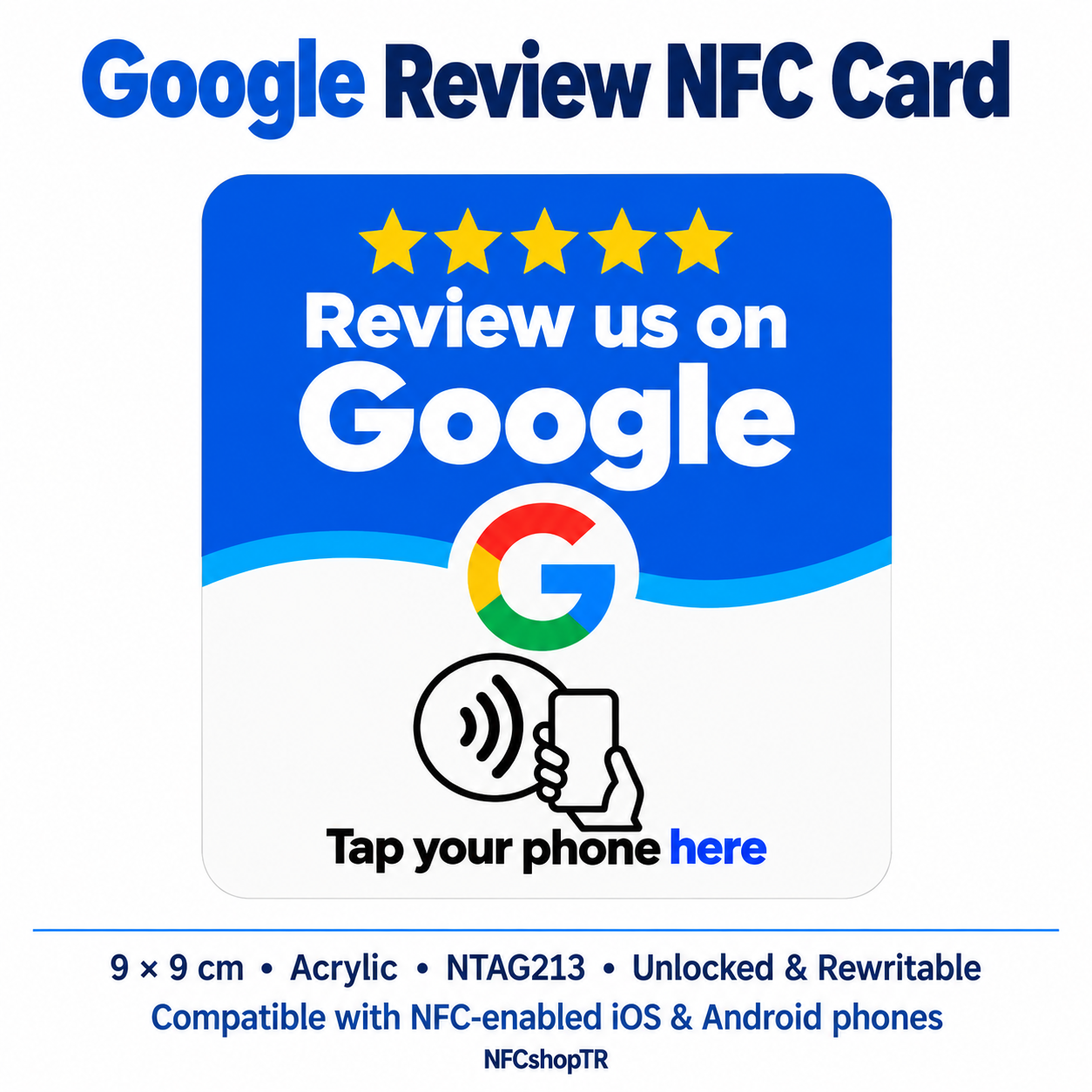 Blue Google Review NFC Card — design 20