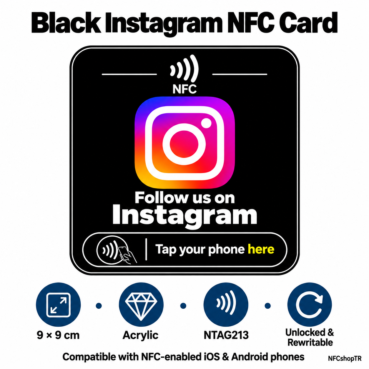 Black Instagram NFC Card — design 22
