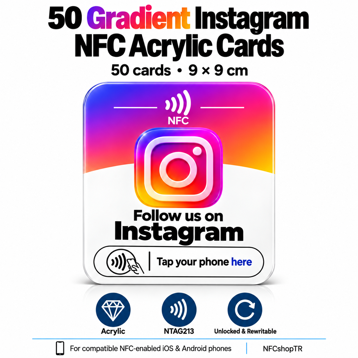 Gradient Instagram NFC Card — Etsy 50-Card Pack