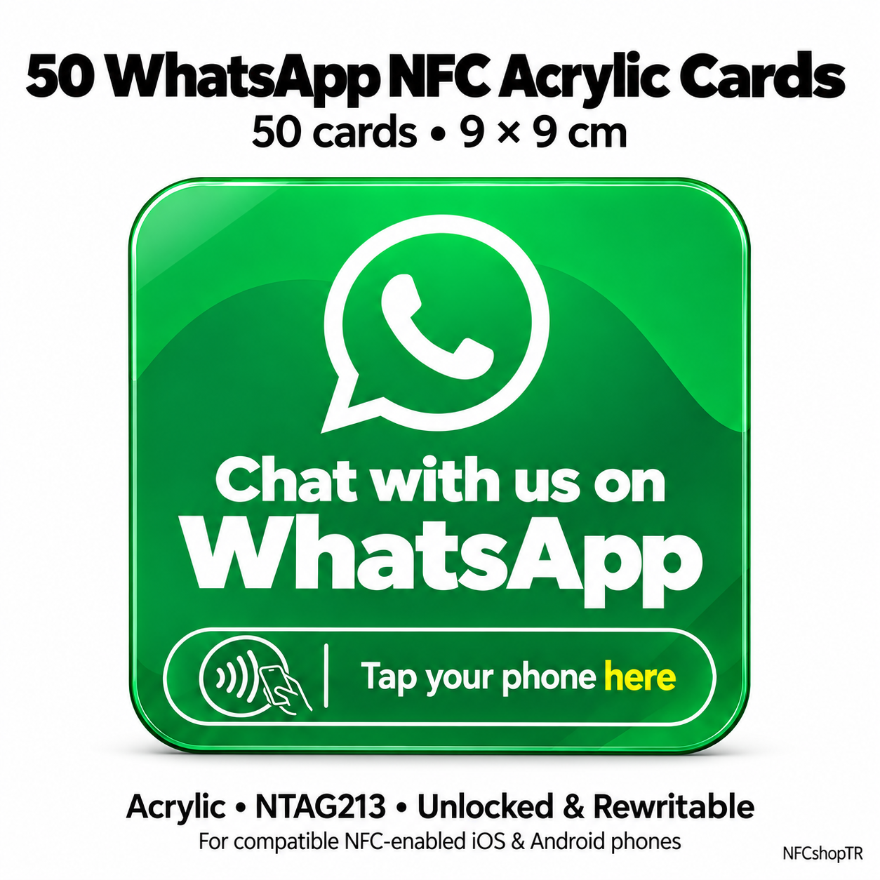 WhatsApp NFC Card — Etsy 50-Card Pack