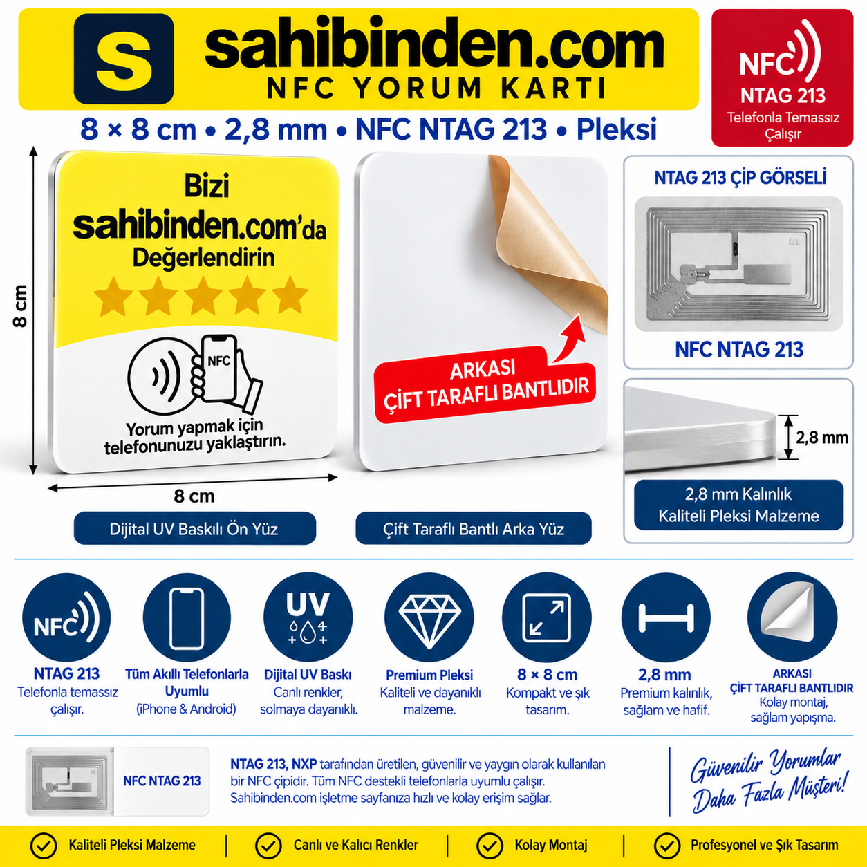 Sahibinden NFC Pleksi Kartı 8x8 cm
