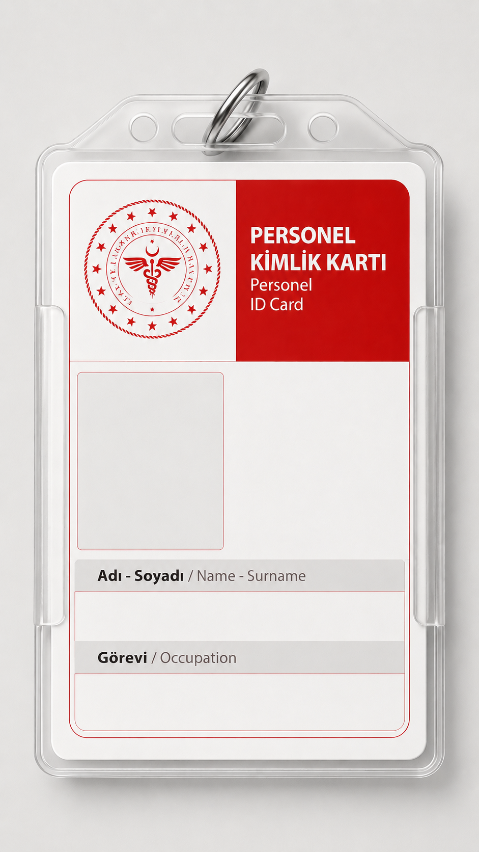 Sağlık Bakanlığı onaylı personel kimlik kartı ön yüzü
